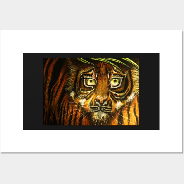 Tiger with Green Eyes Wall Art by 1Redbublppasswo